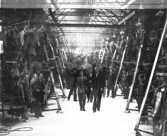 Sam (in White Shirt On The Left) At Fairey’s Stockport Aviation Works In 1939 When The King Was Visiting The Works.